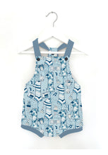 Load image into Gallery viewer, Blue 1st Birthday Party Dungarees