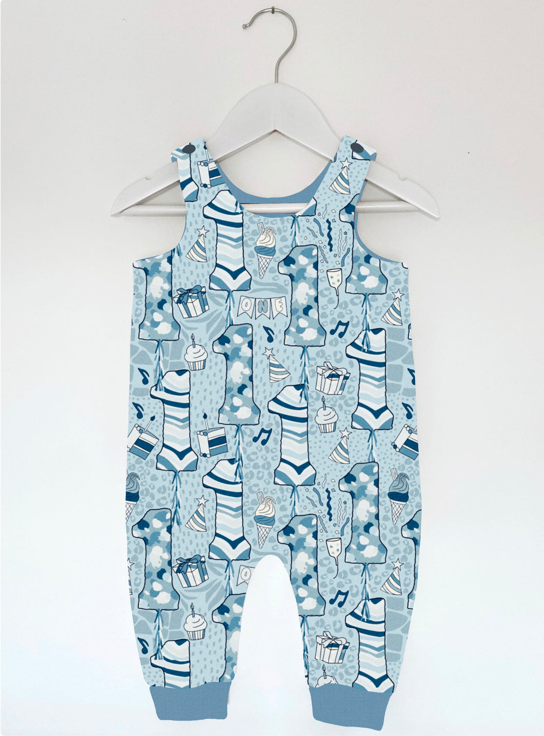 Blue 1st Birthday Party Rompers